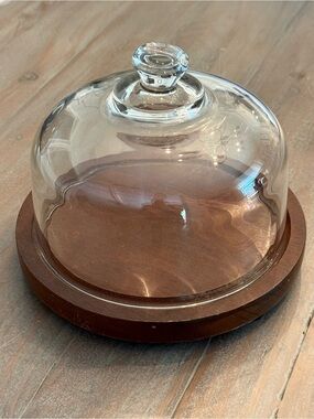 Goodwood Vintage Cheese Serving Set Wood and Glass Doom Cloche Stylish Preowned